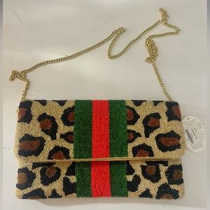 Handcrafted Clutch beaded cheetah